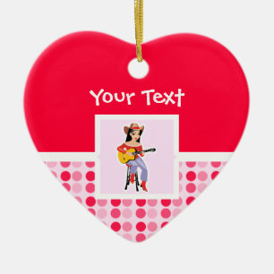 Cute Cowgirl met Guitar Keramisch Ornament
