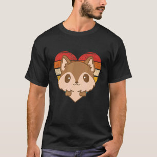 Cute Coyote Retro Heart Shape T-shirt