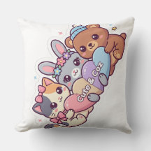 Cute & Coz Kawaii Dieren Trio Pastel Worpkussen