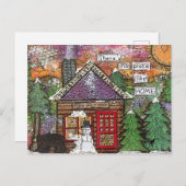 Cute Cozy Cabin in the Bos New Home Aankondigingskaart (Voorkant / Achterkant)