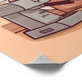 Cute Cozy Cartoon Barista Cat Poster (Hoek)