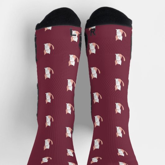 Cute Cozy Cat Burgundy Sokken (Top)