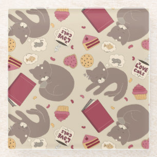 Cute Cozy Cat Lovers Collage Glazen Onderzetter