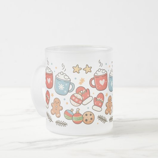 Cute Cozy Christmas Doodles Mug (Devant gauche)