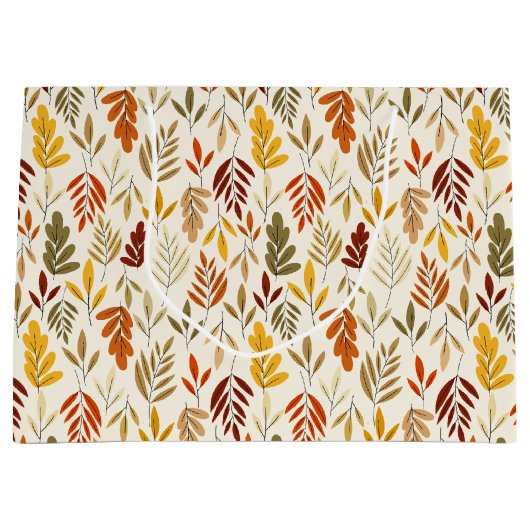 Cute Cozy Fall Leaves Pattern Groot Cadeauzakje (Voorkant)