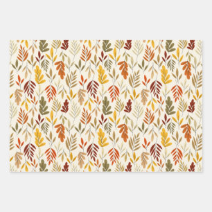Cute Cozy Fall Leaves Pattern Inpakpapier Vel