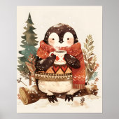 Cute Cozy Penguin Winter Nursery Wall Art Poster (Devant)