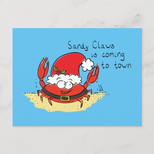 Cute Crab Kerstmis Funny Holiday Santa Cartoon Briefkaart (Voorkant)