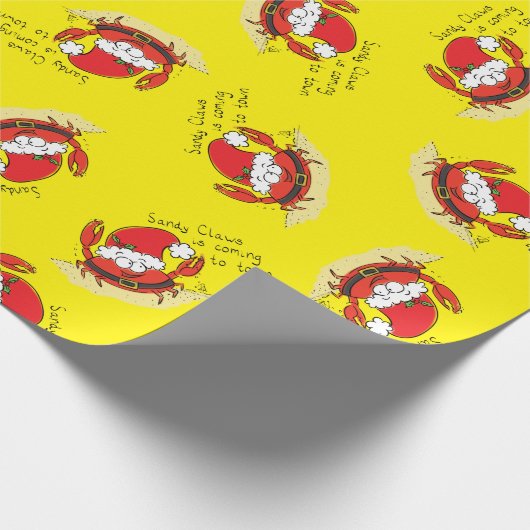 Cute Crab Kerstmis Funny Holiday Santa Cartoon Cadeaupapier (Hoek)