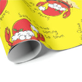 Cute Crab Kerstmis Funny Holiday Santa Cartoon Cadeaupapier (Rol Hoek)