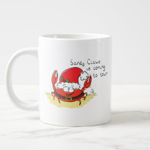 Cute Crab Kerstmis Funny Holiday Santa Cartoon Extra Grote Beker