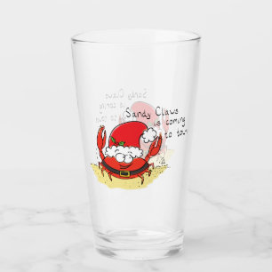 Cute Crab Kerstmis Funny Holiday Santa Cartoon Glas