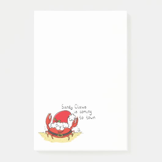 Cute Crab Kerstmis Funny Holiday Santa Cartoon Post-it® Notes (Voorkant)