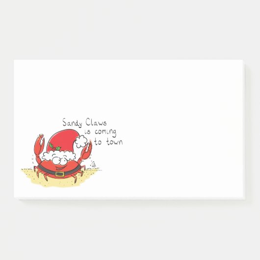 Cute Crab Kerstmis Funny Holiday Santa Cartoon Post-it® Notes (Voorkant)
