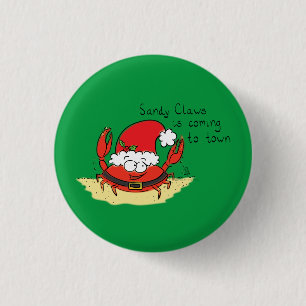 Cute Crab Kerstmis Funny Holiday Santa Cartoon Ronde Button 3,2 Cm