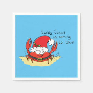 Cute Crab Kerstmis Funny Holiday Santa Cartoon Servet