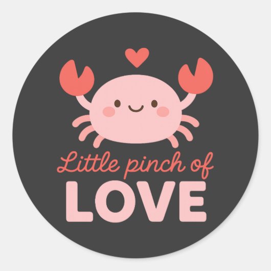 Cute Crab Little Pinch of Love Valentines Day Ronde Sticker (Voorkant)
