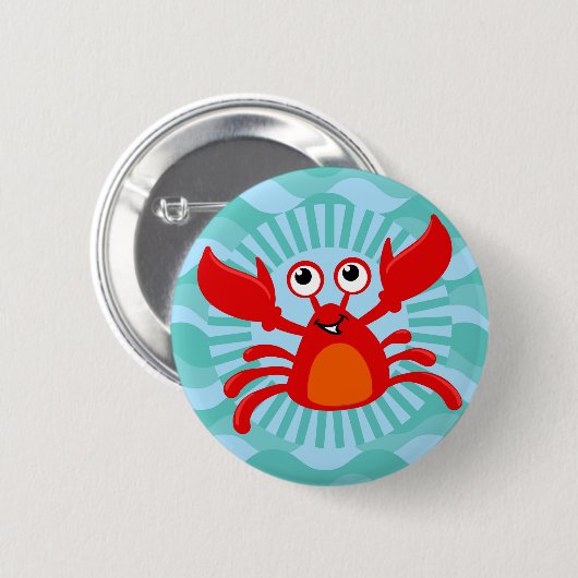 Cute Crab - Nautical Fish Ocean Zee Ronde Button 5,7 Cm (Voorkant /achterkant)