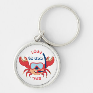 Cute Crab Snorkel Cartoon Nice om je te Zeeen Sleutelhanger