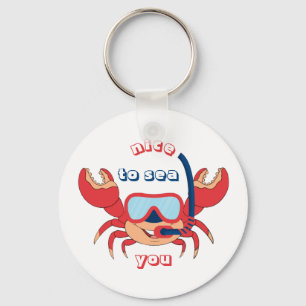 Cute Crab Snorkel Cartoon Nice om je te Zeeen Sleutelhanger