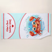 Cute Crab Summer Vacation name Girl Strandlaken (Voorkant)