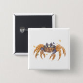 Cute crab tekening vierkante button 5,1 cm (Voorkant /achterkant)