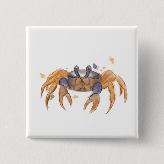 Cute crab tekening vierkante button 5,1 cm (Voorkant)