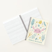 Cute Crab Underwater Shells Pastel Aangepaste naam Notitieboek (Binnen)