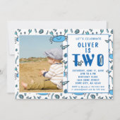 Cute Crab Zee Animals Shell Boy 2de verjaardag Kaart (Voorkant)
