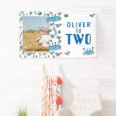 Cute Crab Zee Animals Shell Boy 2de verjaardag Spandoek (Insitu)