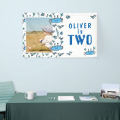 Cute Crab Zee Animals Shell Boy 2de verjaardag Spandoek (Beurs)