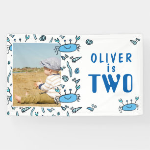 Cute Crab Zee Animals Shell Boy 2de verjaardag Spandoek