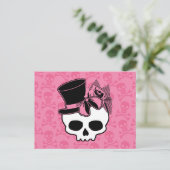 Cute Crâne Avec Haut Chapeau Rose Rose Bow Carte P (Debout devant)