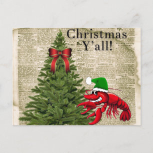 Cute Crawfish Het is Kerstmis Y'all Briefkaart