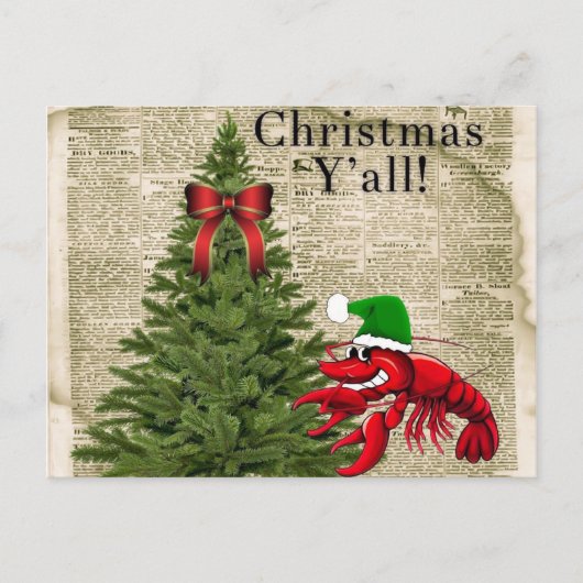 Cute Crawfish Het is Kerstmis Y'all Briefkaart (Voorkant)