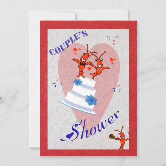 Cute Crawfish (Lobster) Couple's Shower Invitation Kaart (Voorkant)