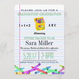 Cute Crayola Enseignant Graduation Invitation