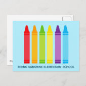 Cute Crayon Elementaire School of Daycare Custom Briefkaart (Voorkant / Achterkant)
