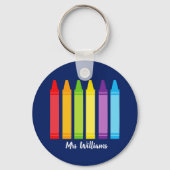 Cute Crayon Elementary School Teacher Custom Sleutelhanger (Voorkant)