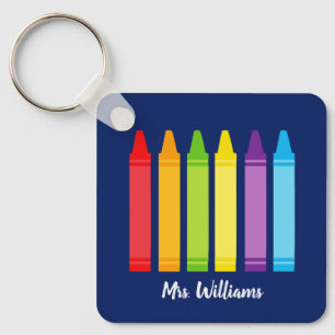 Cute Crayon Elementary School Teacher Personaliste Sleutelhanger