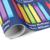 Cute Crayon Elementary Teacher Custom Cadeaupapier (Rol Hoek)