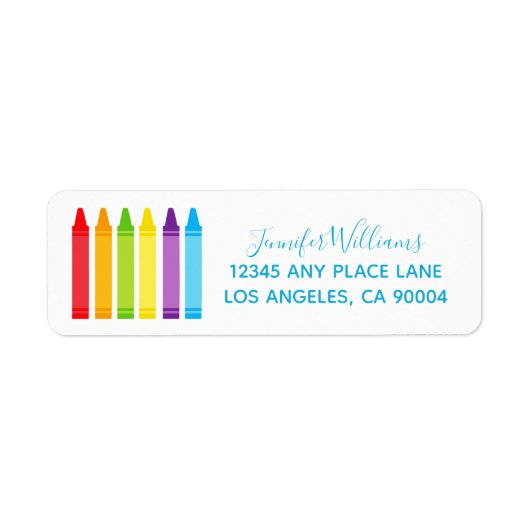 Cute Crayon Elementary Teacher Custom Etiket (Voorkant)