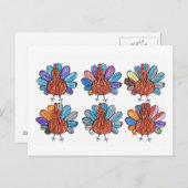 Cute Crayon Turkeys Kinder Art Briefkaart (Voorkant / Achterkant)