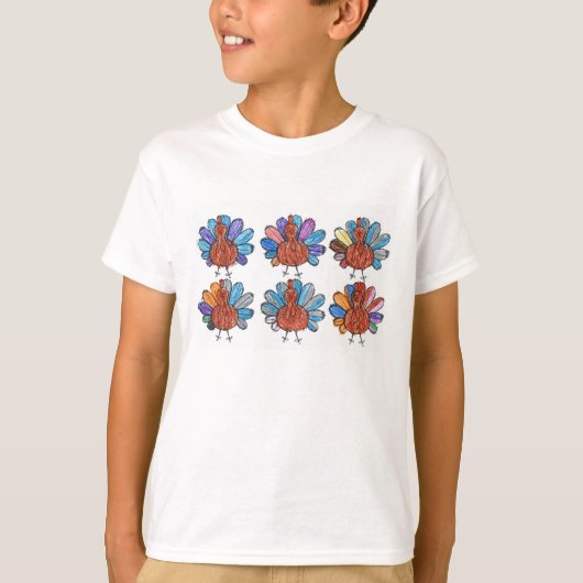 Cute Crayon Turkeys Kinder Shirt (Voorkant)