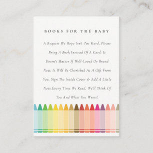 Cute Crayon-vun regenboogboeken voor Baby shower Informatiekaartje