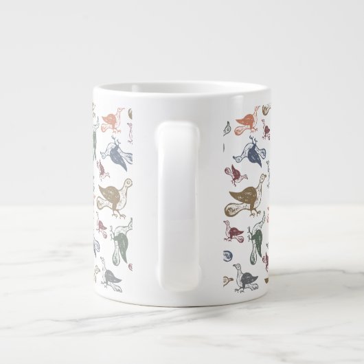 Cute Crazy Bird Pattern - Bird Watcher's Funny Jumbo Mok (Achterkant)