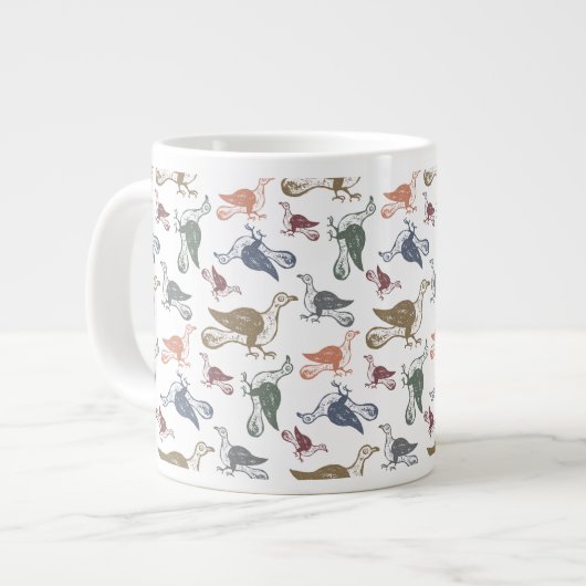Cute Crazy Bird Pattern - Bird Watcher's Funny Jumbo Mok (Voorkant links)