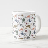 Cute Crazy Bird Pattern - Bird Watcher's Funny Jumbo Mok (Voorkant rechts)