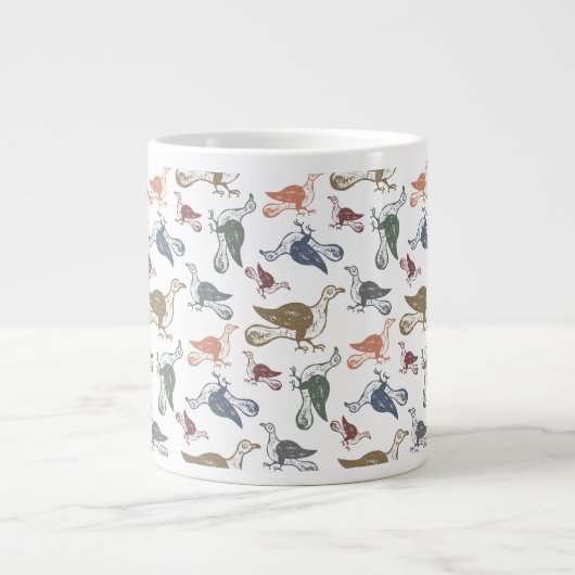 Cute Crazy Bird Pattern - Bird Watcher's Funny Jumbo Mok (Voorkant)