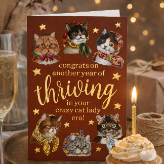 Cute Crazy Cat Lady Era Bestie Happy Birthday  Folie Wenskaart